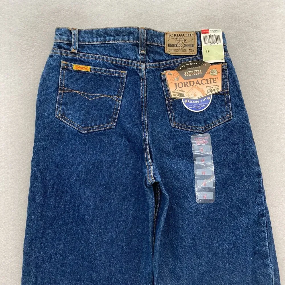 Vintage Jordache Jeans Youth Boys 18 Relaxed Fit Straight Leg Blue Denim Western